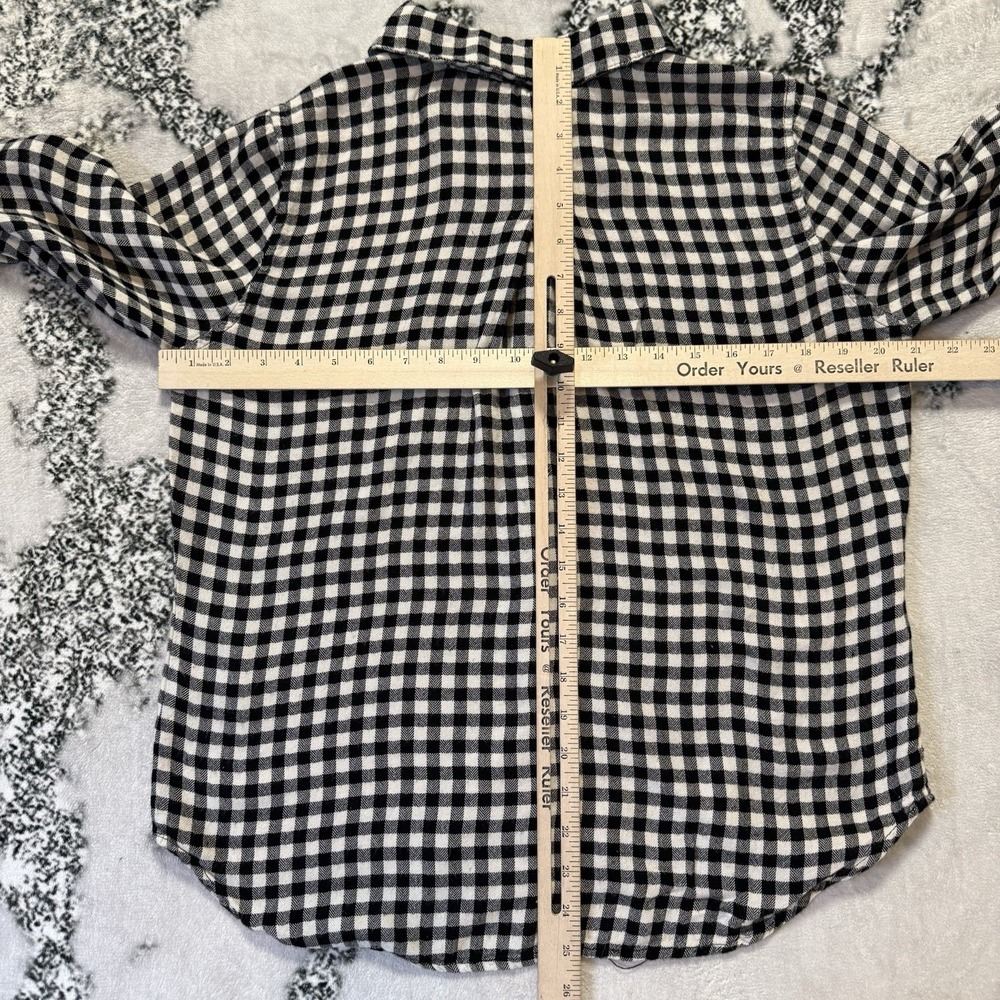 Hester Orchard Shirt Womens Size M Black White Gingham Roll Tab Sleeve Button Up - Picture 3 of 7